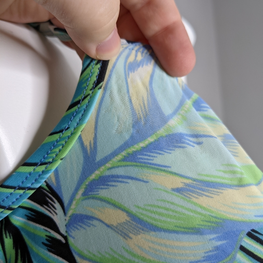 Croft & Barrow blue green foliage tankini swim top 14 - Picture 2 of 11